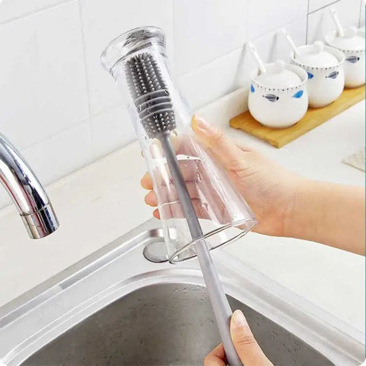 Long Handle Silicone Milk Bottle Brush Glass Bottle Cleaning Brush Multifunction Cup Mouth Scrubber Household Cleaning Tool